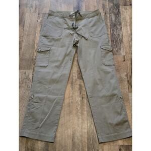 LL BEAN Favorite Fit Size 12 Reg Cargo Pants Khaki Green Olive Womens Utility